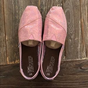 Pink Sparkle TOMS Rubber Sole